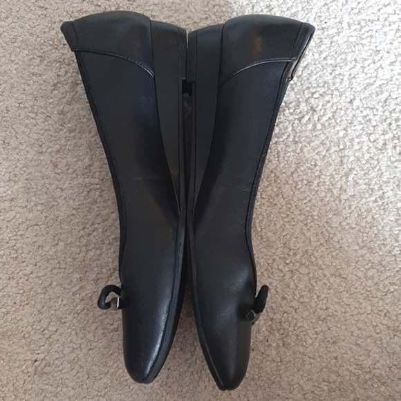 NATURALIZER "Dove" "N5 Contour" Cushioned, Square Toe, Black Leather Wedge Shoes - Picture 9 of 16